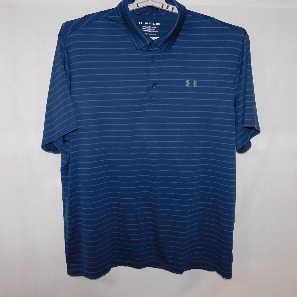 Under Armour Mens Blue Striped Golf Playoff Polo Shirt 2XL